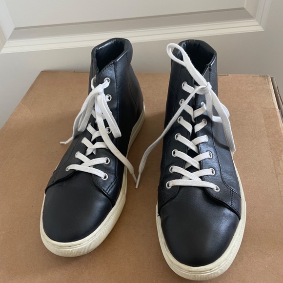 Polo by Ralph Lauren Black Leather High Top Sneakers - Picture 2 of 4